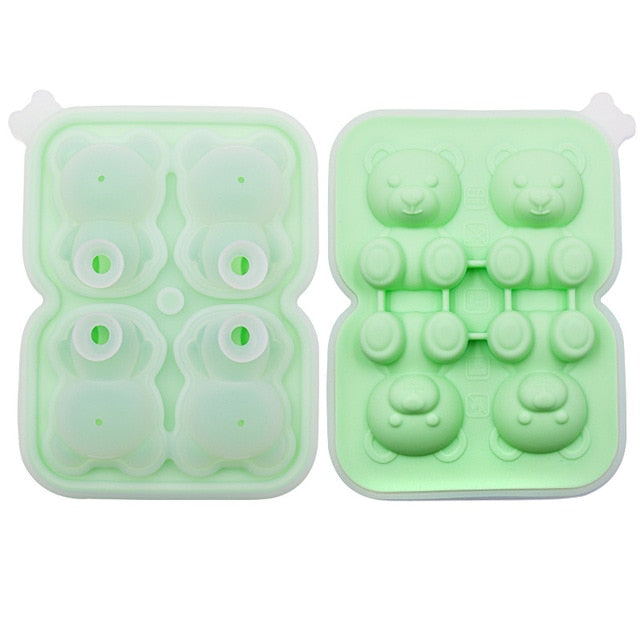 4 Grid Bear Silicone Ice Tray