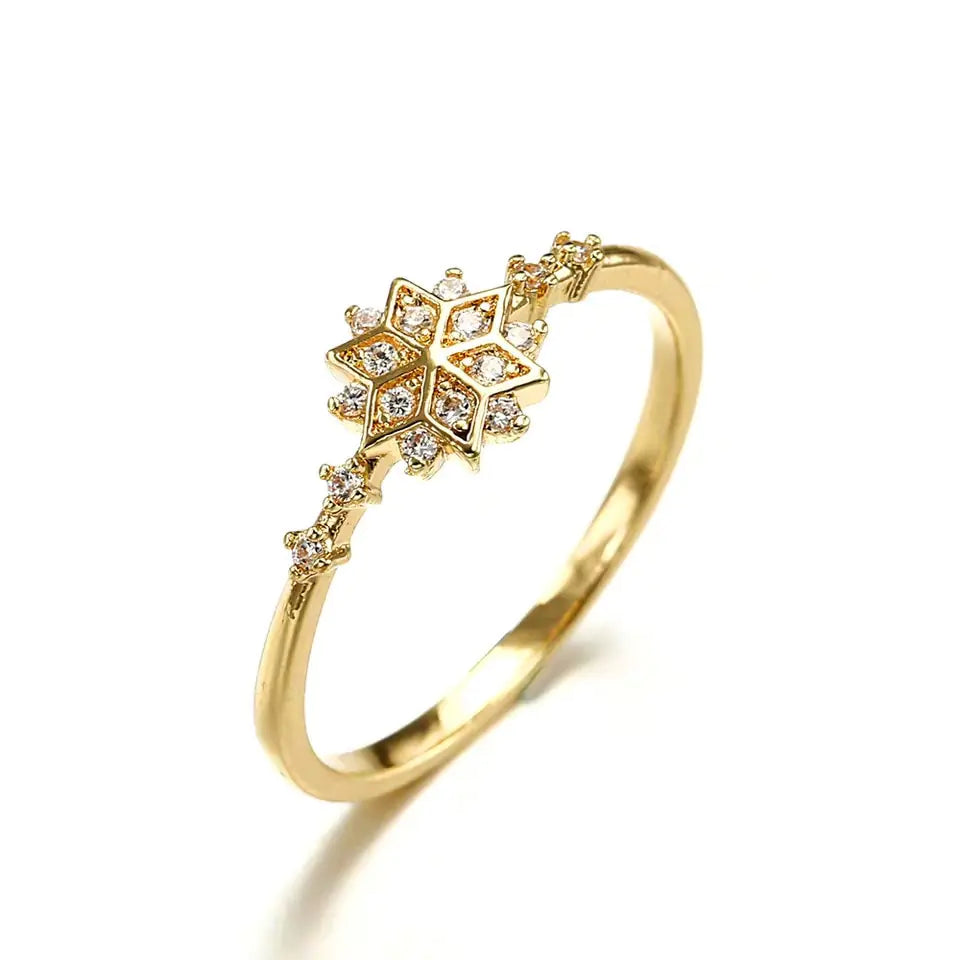 10k Yellow Gold Zircon Diamond Ring for Women Fine Jewelry