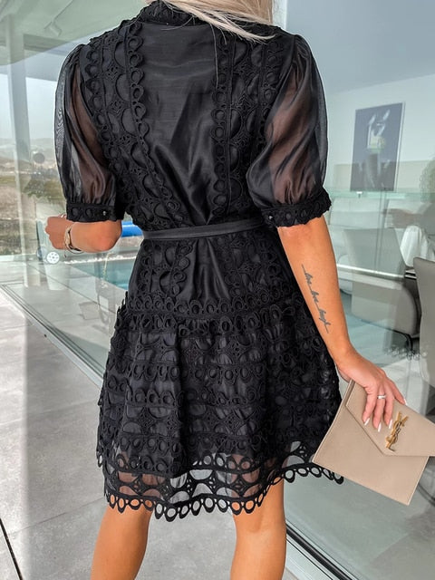 Patchwork Lace Elegant Mini Dress