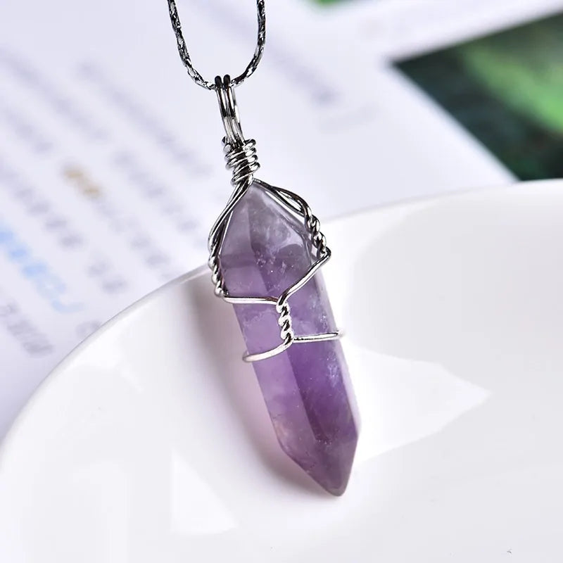 Natural Amethyst Crystal Point Pendant: DIY Jewelry Gift