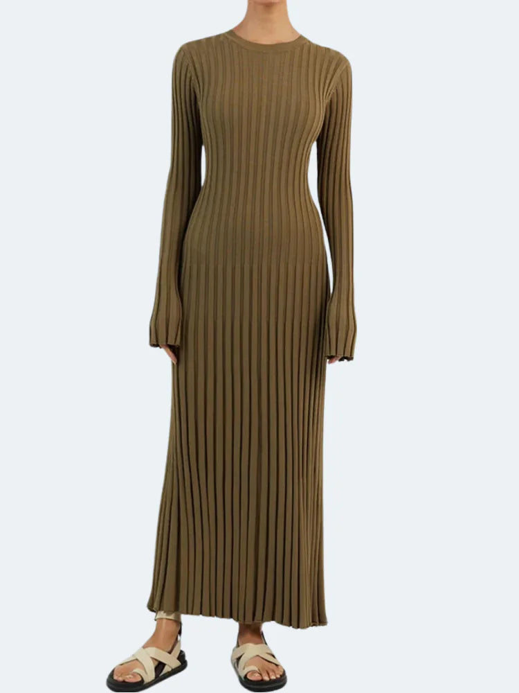 Long-Sleeved Knitted Maxi Dress