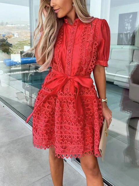 Patchwork Lace Elegant Mini Dress