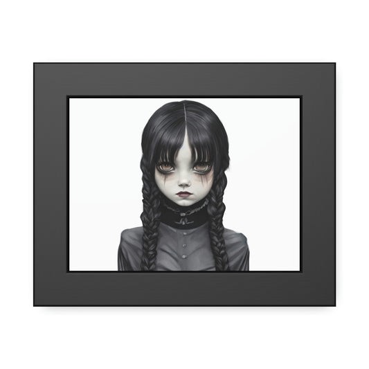 Framed Paper Posters of Presence Graphic of Wednesday Addams