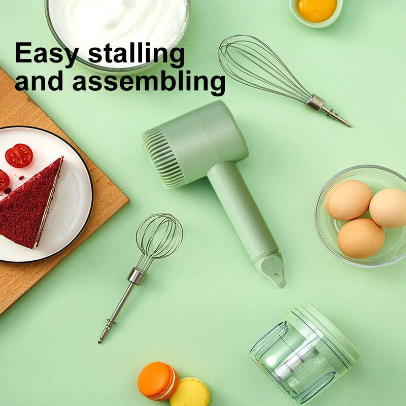 2022 New Wireless Portable Electric Food Mixer Hand Blender 3 Speeds High Power Dough Blender Egg Beater Hand Mixer