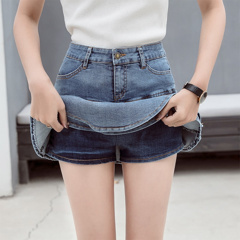 Retro Denim Shorts Skirt